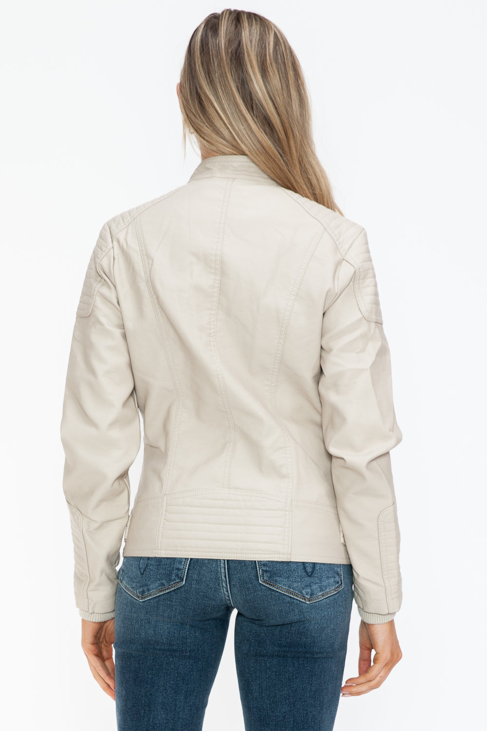 Snobbish Faux Leather Biker Jacket with Side Zip Pockets 15481 | Gulf Resellers