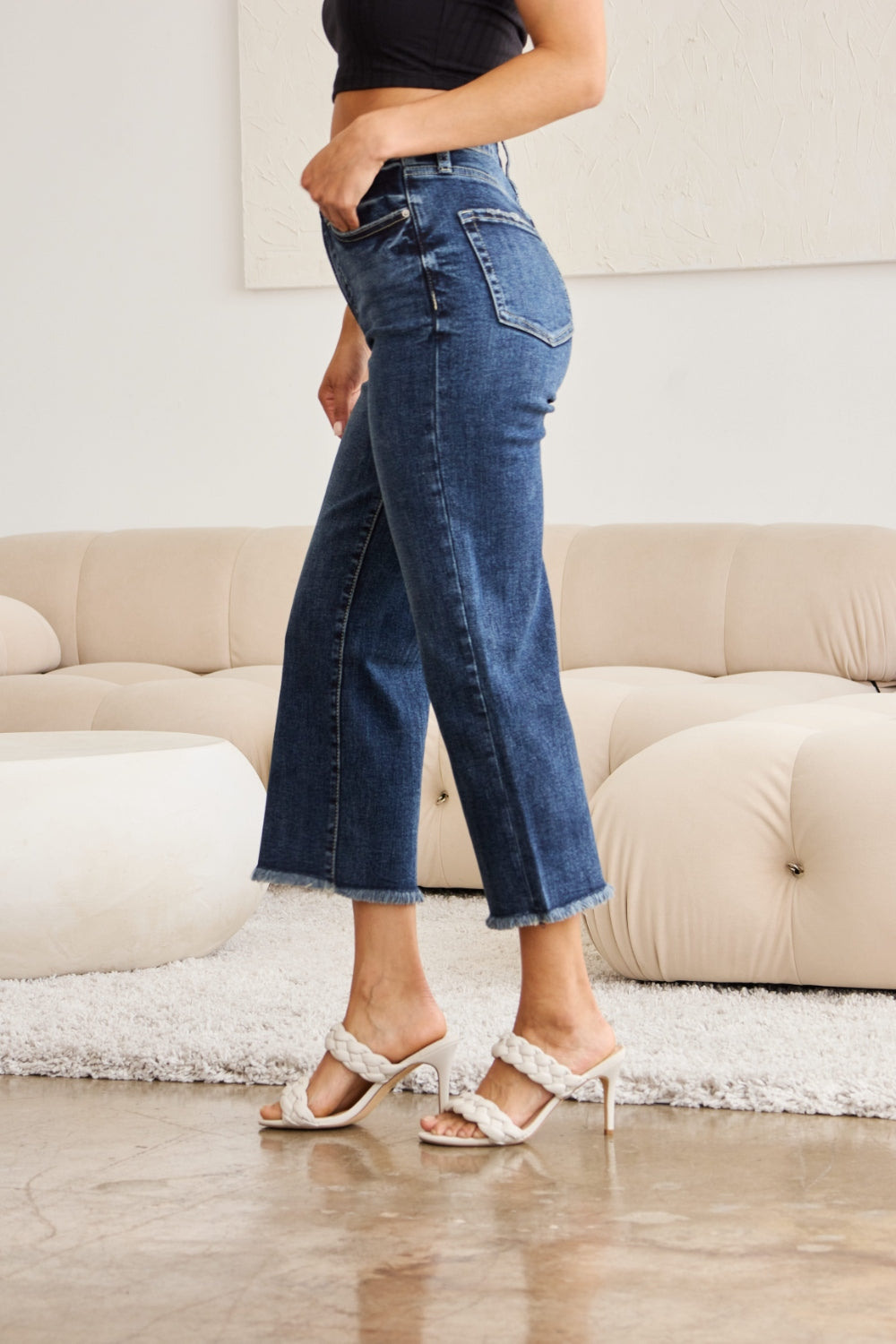 RFM Full Size Tummy Control High Waist Raw Hem Jeans 5016 | Gulf Resellers