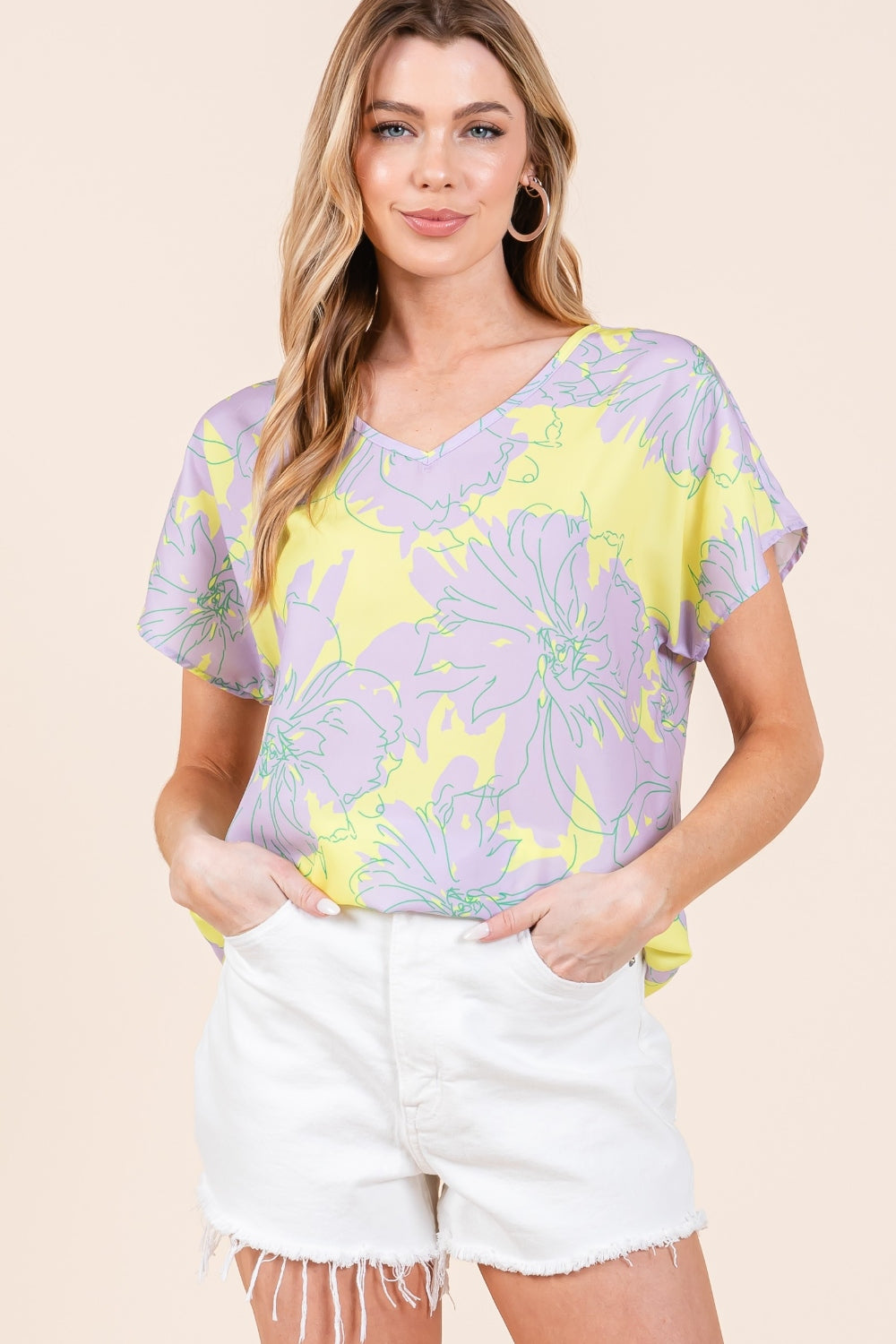 BOMBOM Floral Short Sleeve T-Shirt 7129 | Gulf Resellers