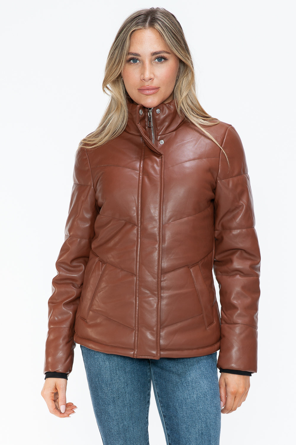Snobbish Pocketed Zip Up Turtleneck Puffer Jacket 15119 | Gulf Resellers