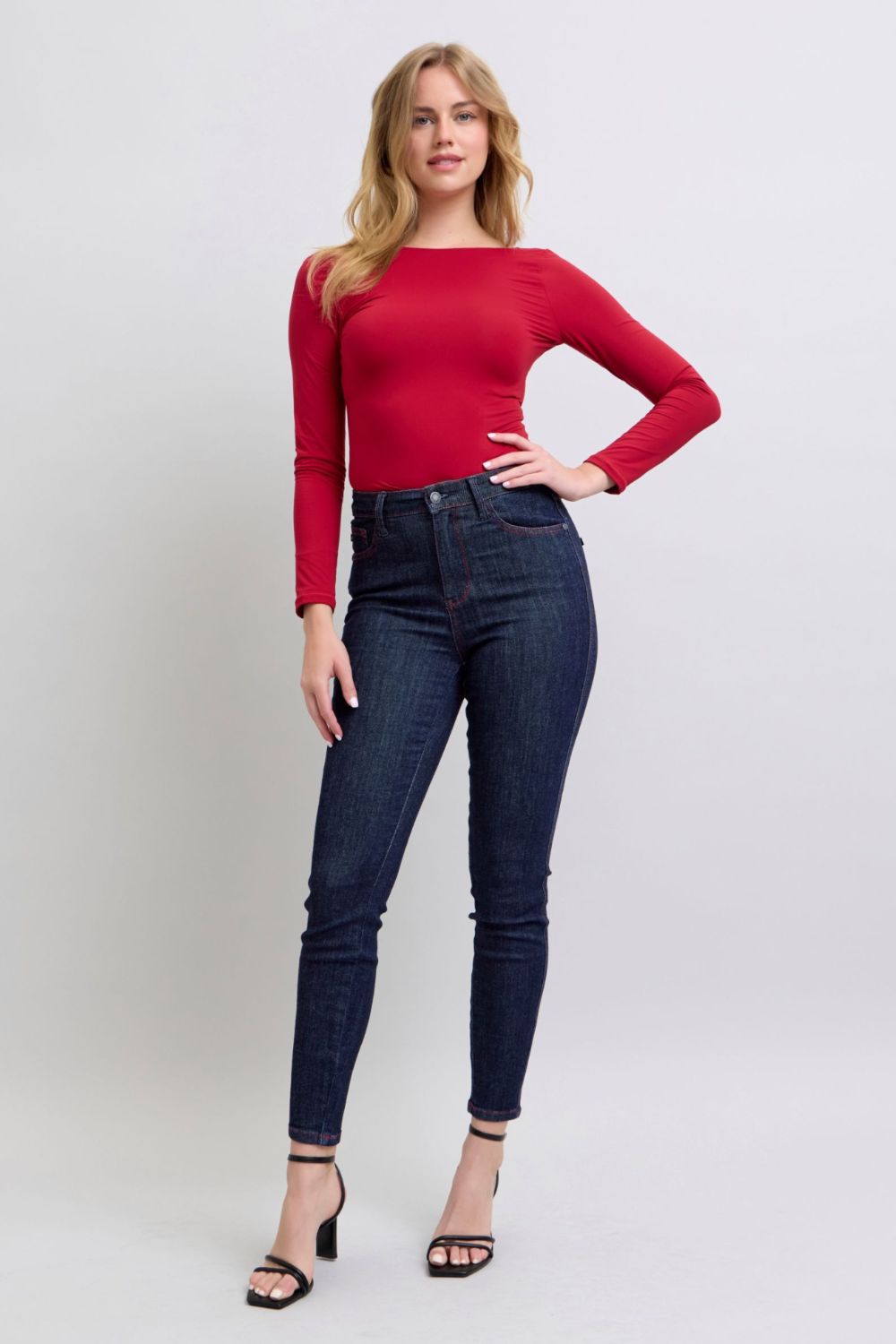 Judy Blue Full Size Heart Shaped Back Pockets Skinny Jeans 8620 | Gulf Resellers