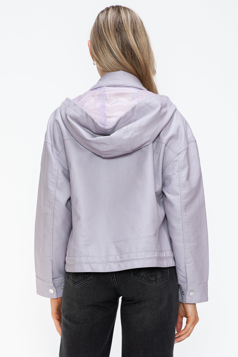 How Dare U Drawstring Hem PU Leather Zip Up Jacket 15436 | Gulf Resellers