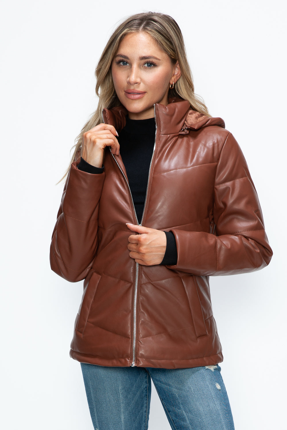 How Dare U Pocketed Zip Up Puffer Jacket with Removable Hood 16118 | Gulf Resellers