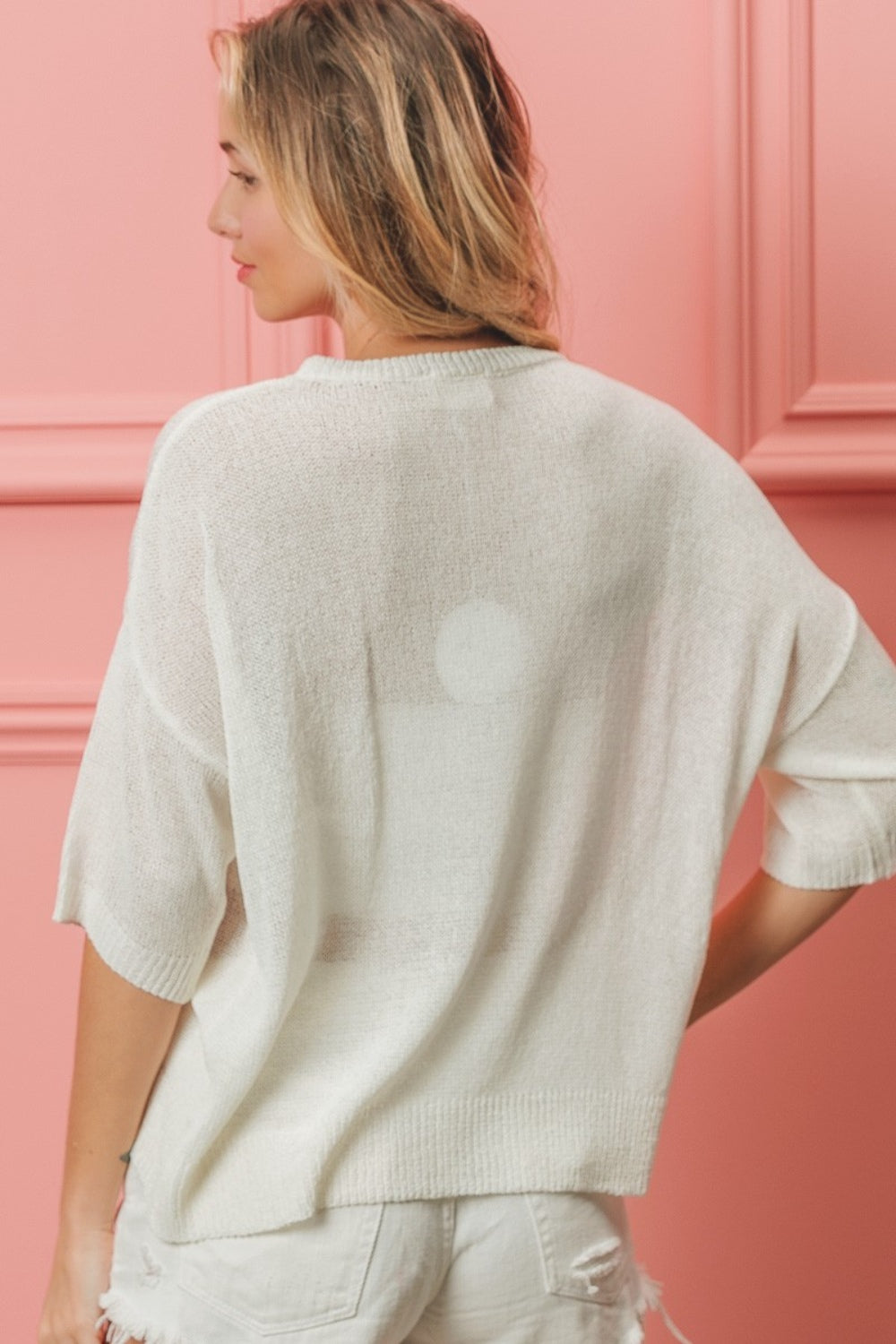 BiBi Striped Heart Contrast Knit Top 8417 | Gulf Resellers