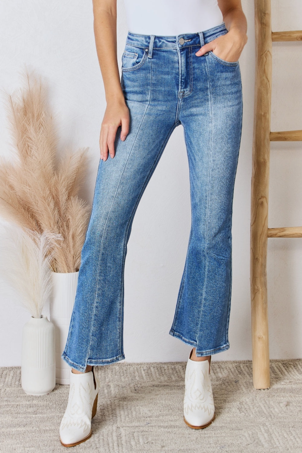 RISEN Full Size High Rise Ankle Flare Jeans | Gulf Resellers