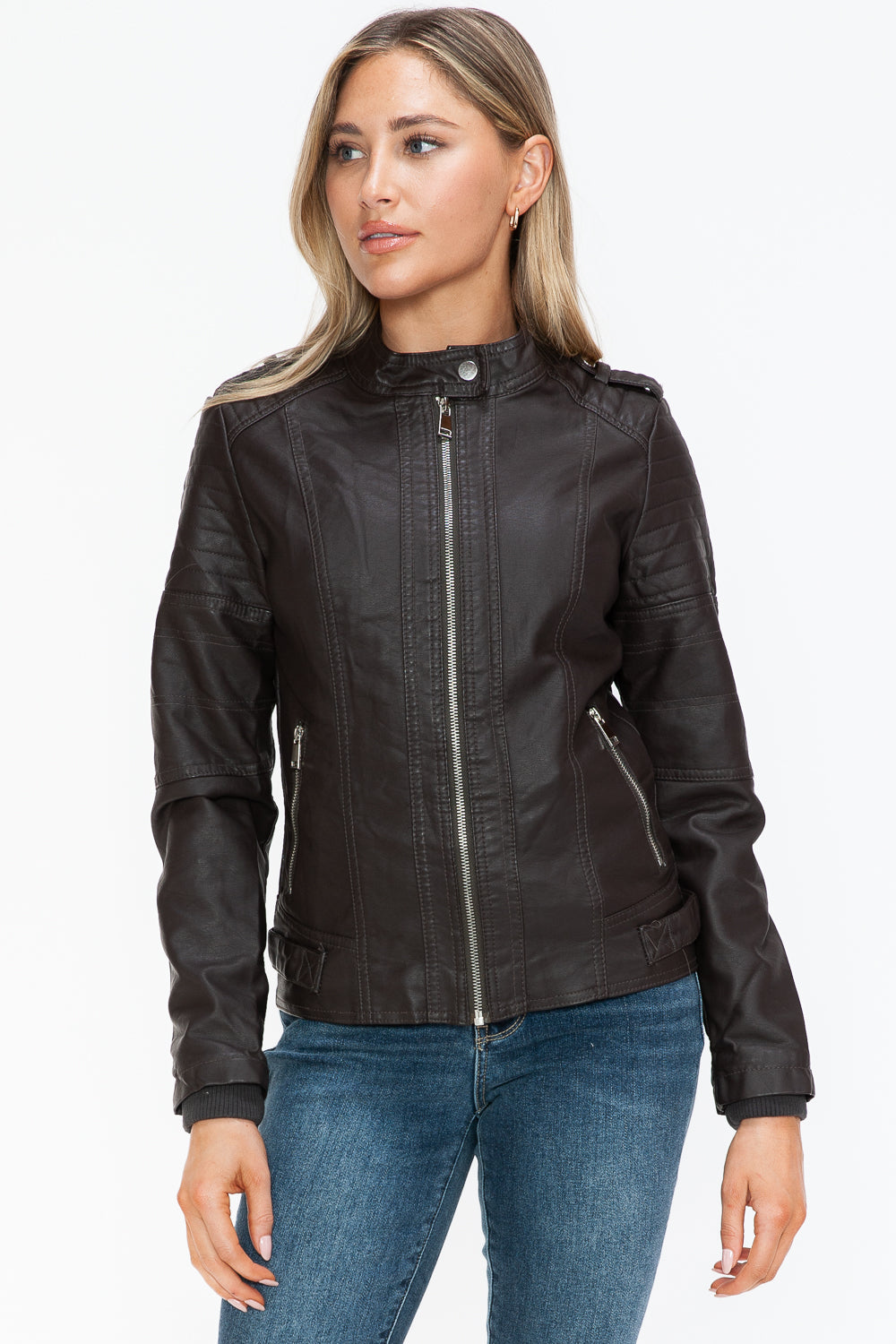 Snobbish PU Leather Biker Jacket with Side Zip Pockets 15464 | Gulf Resellers