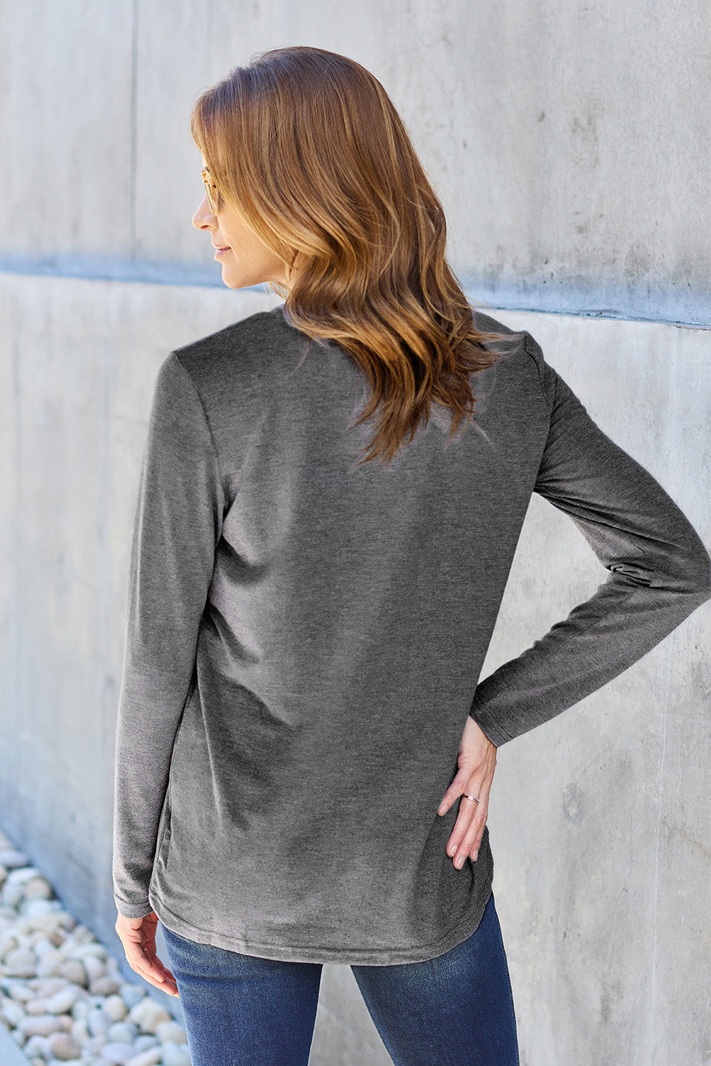 Basic Bae Full Size Round Neck Long Sleeve Top 7169 | Gulf Resellers