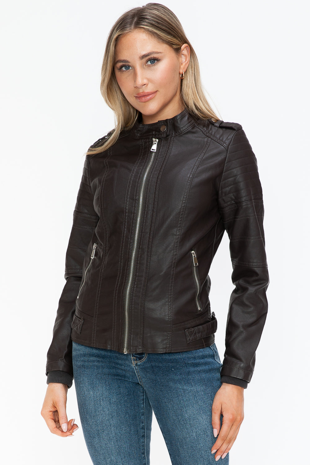 Snobbish PU Leather Biker Jacket with Side Zip Pockets 15465 | Gulf Resellers
