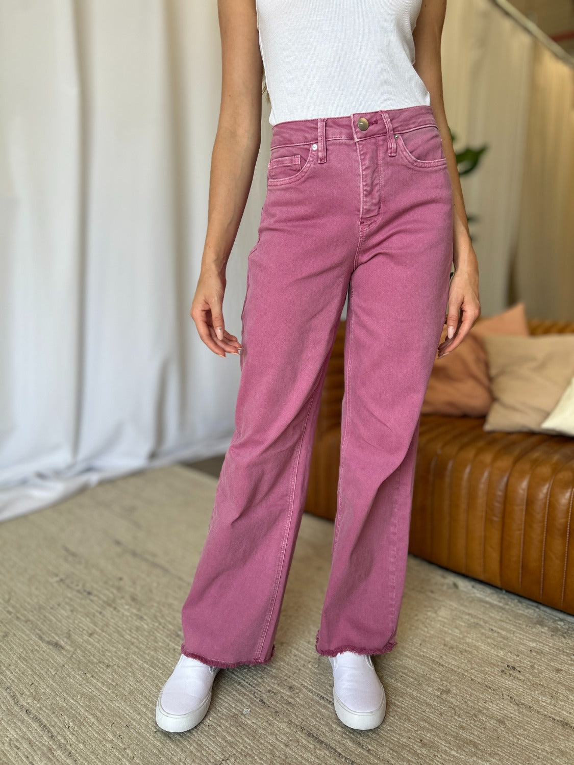 RFM Full Size High Rise Garment Dye Wide Leg Jeans 11152 | Gulf Resellers