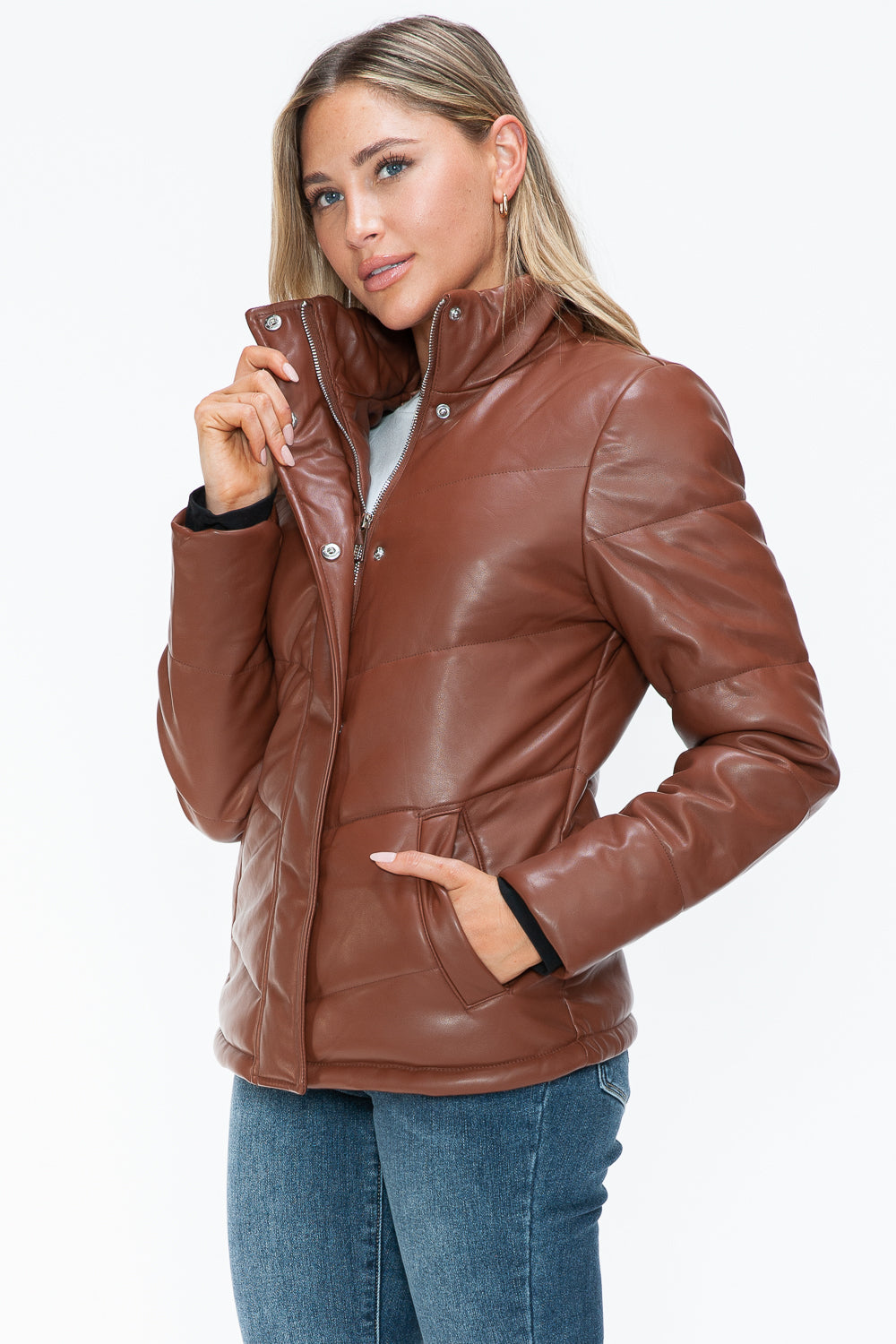 Snobbish Pocketed Zip Up Turtleneck Puffer Jacket 15125 | Gulf Resellers