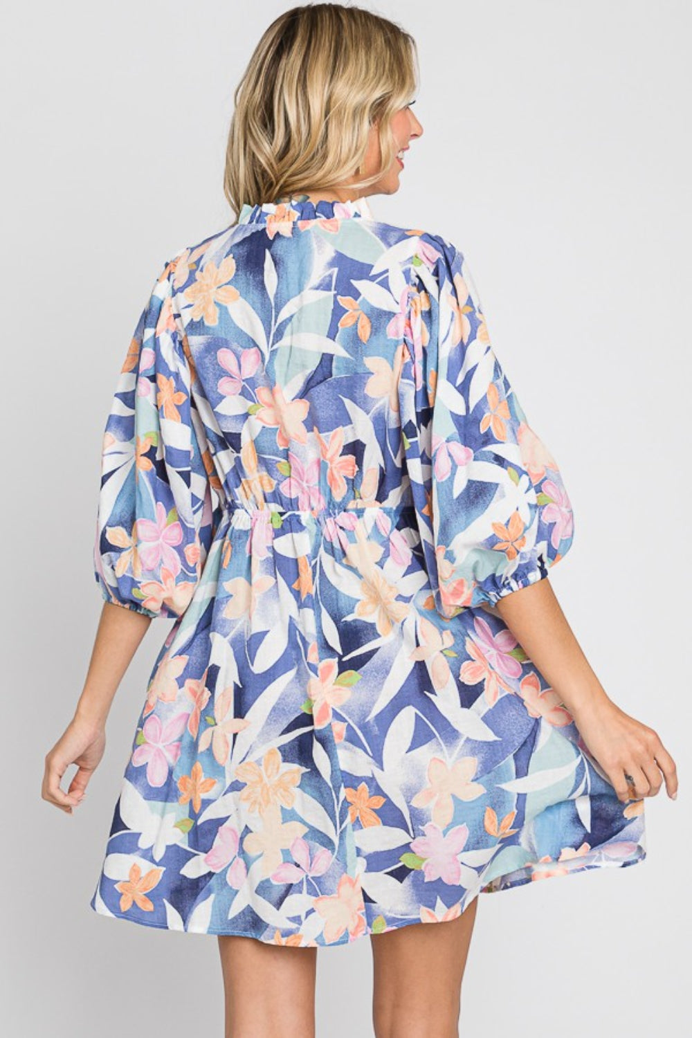 GeeGee Floral Print Mini Dress 7707 | Gulf Resellers