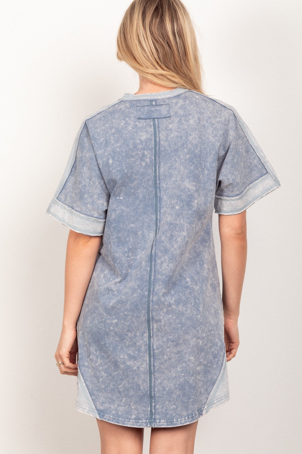 VERY J Short Sleeve V-Neck Tee Dress 5321 | Gulf Resellers