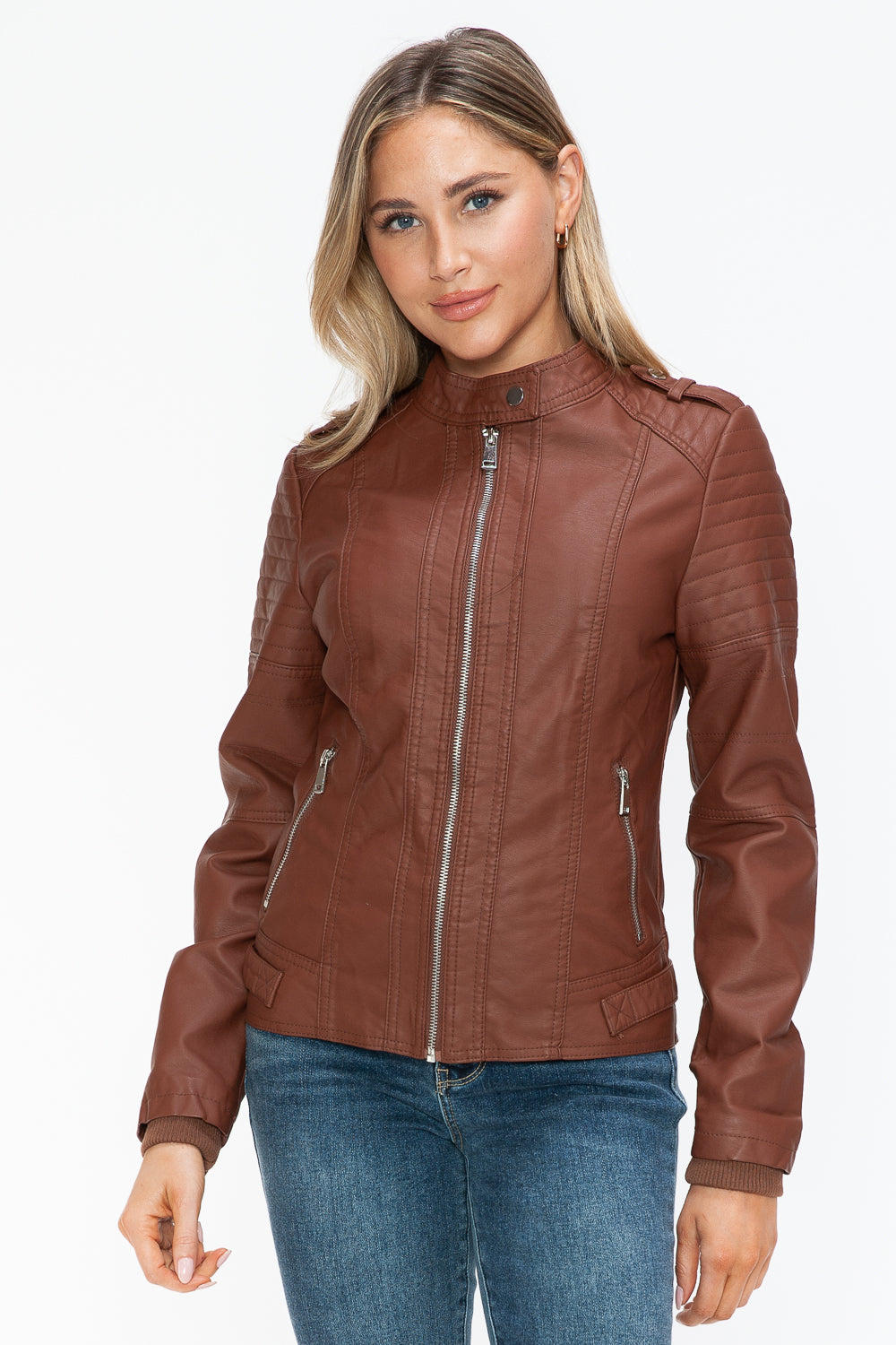 Snobbish PU Leather Biker Jacket with Side Zip Pockets 15203 | Gulf Resellers