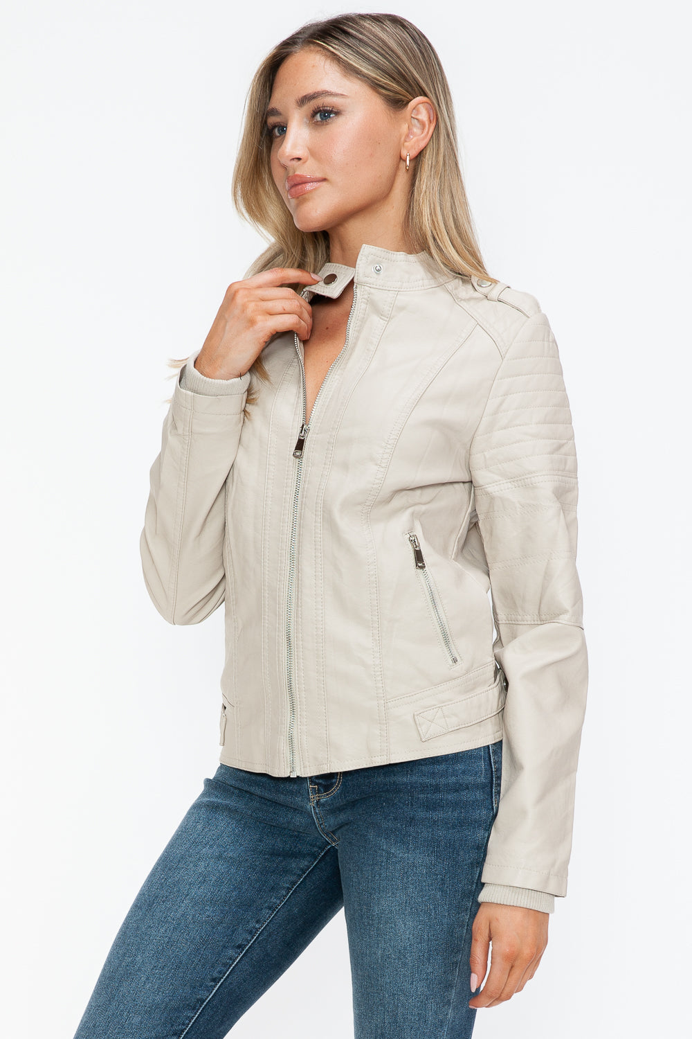 Snobbish PU Leather Biker Jacket with Side Zip Pockets 15626 | Gulf Resellers