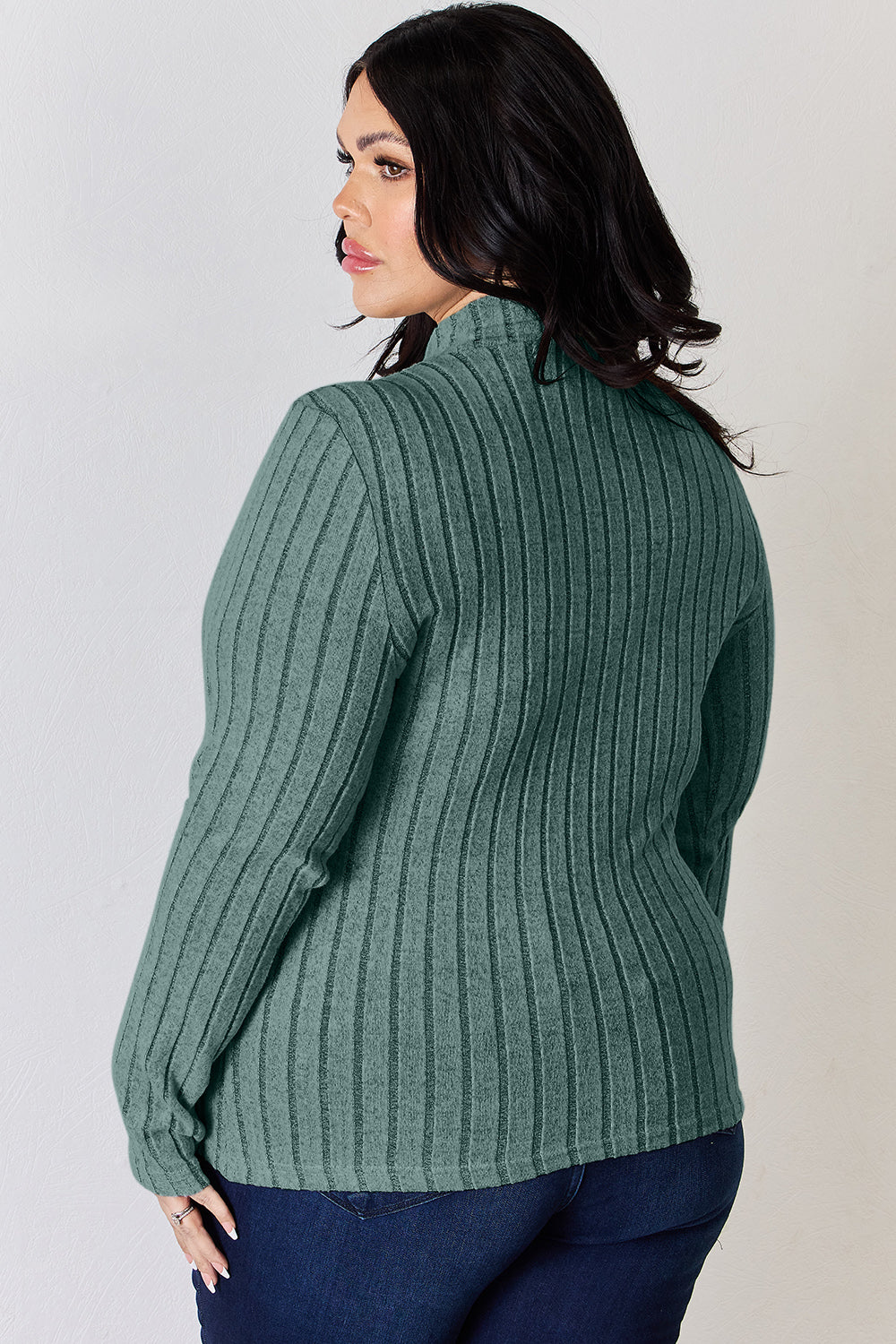 Basic Bae Full Size Ribbed Mock Neck Long Sleeve T-Shirt | Gulf Resellers