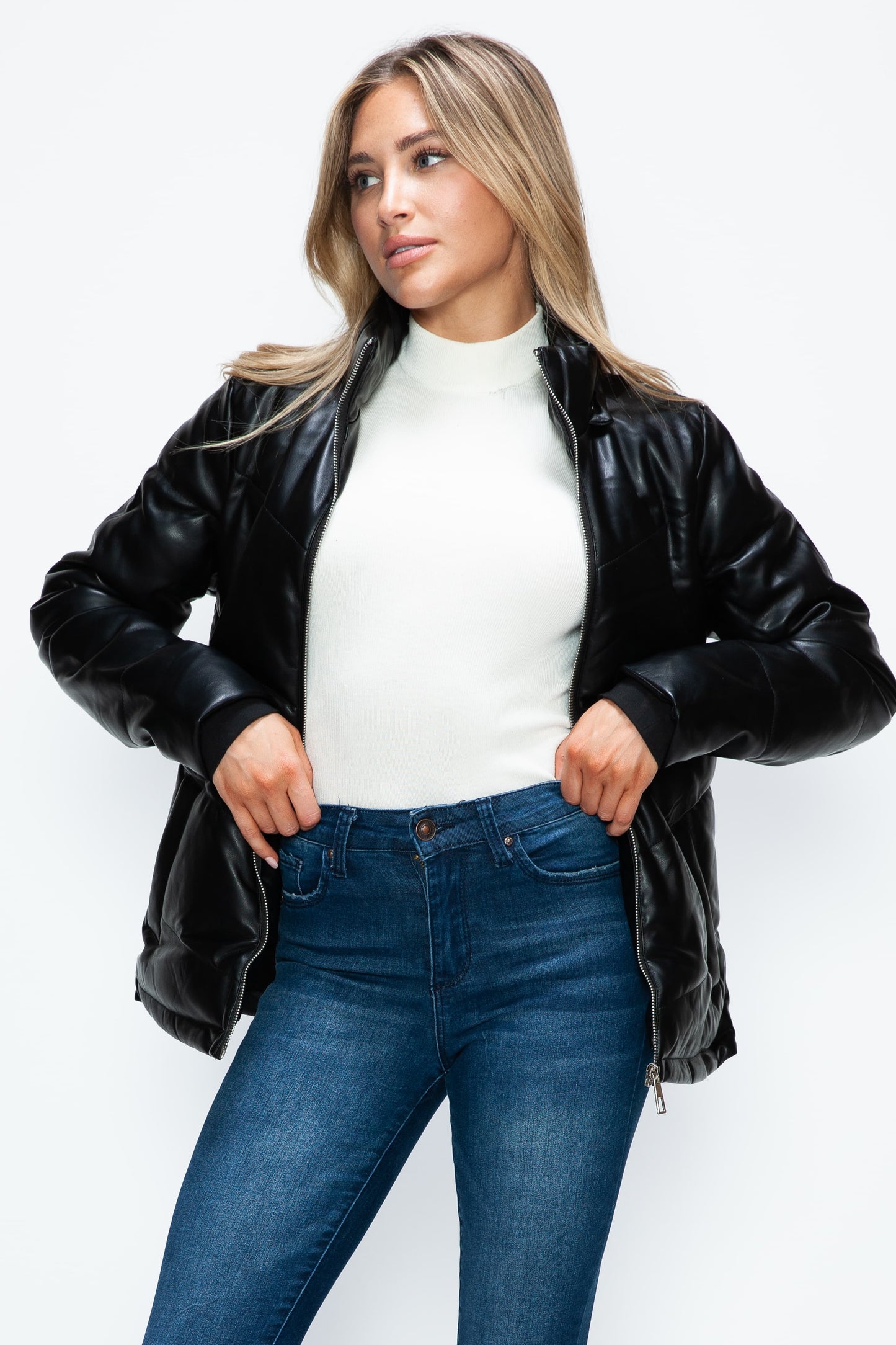 How Dare U Pocketed Zip Up Puffer Jacket with Removable Hood 15691 | Gulf Resellers