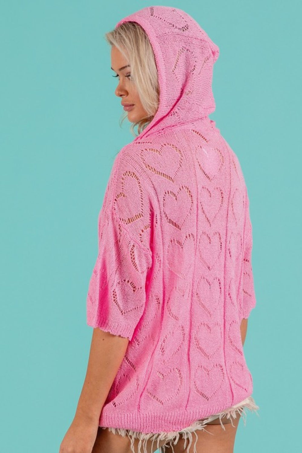 BiBi Openwork Heart Hooded Knit Top 8308 | Gulf Resellers