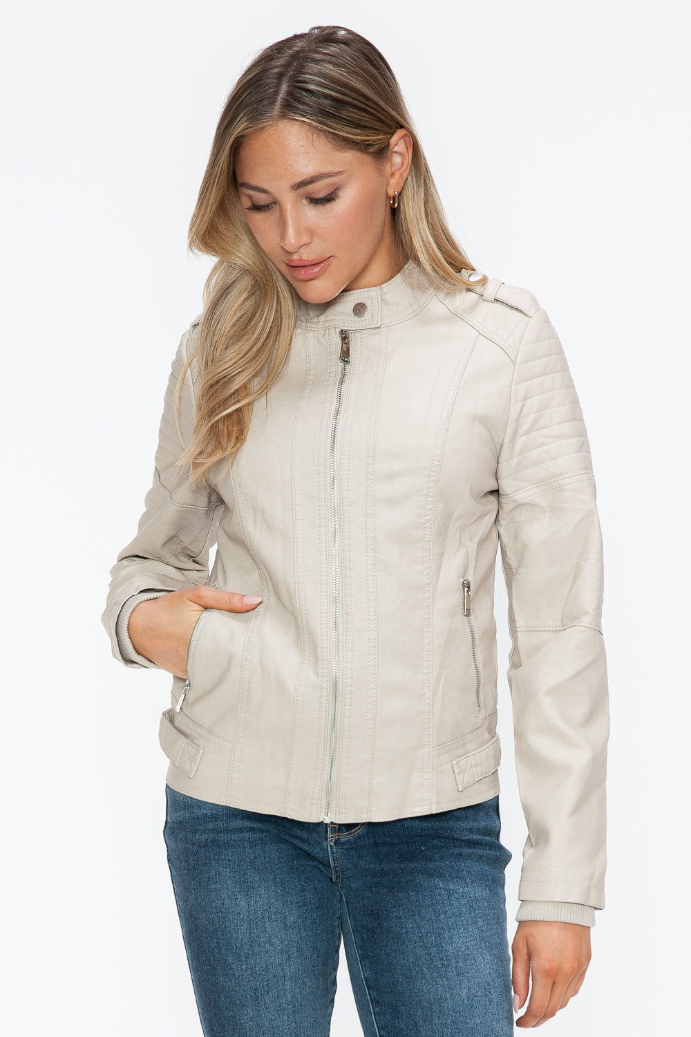 Snobbish PU Leather Biker Jacket with Side Zip Pockets 15622 | Gulf Resellers