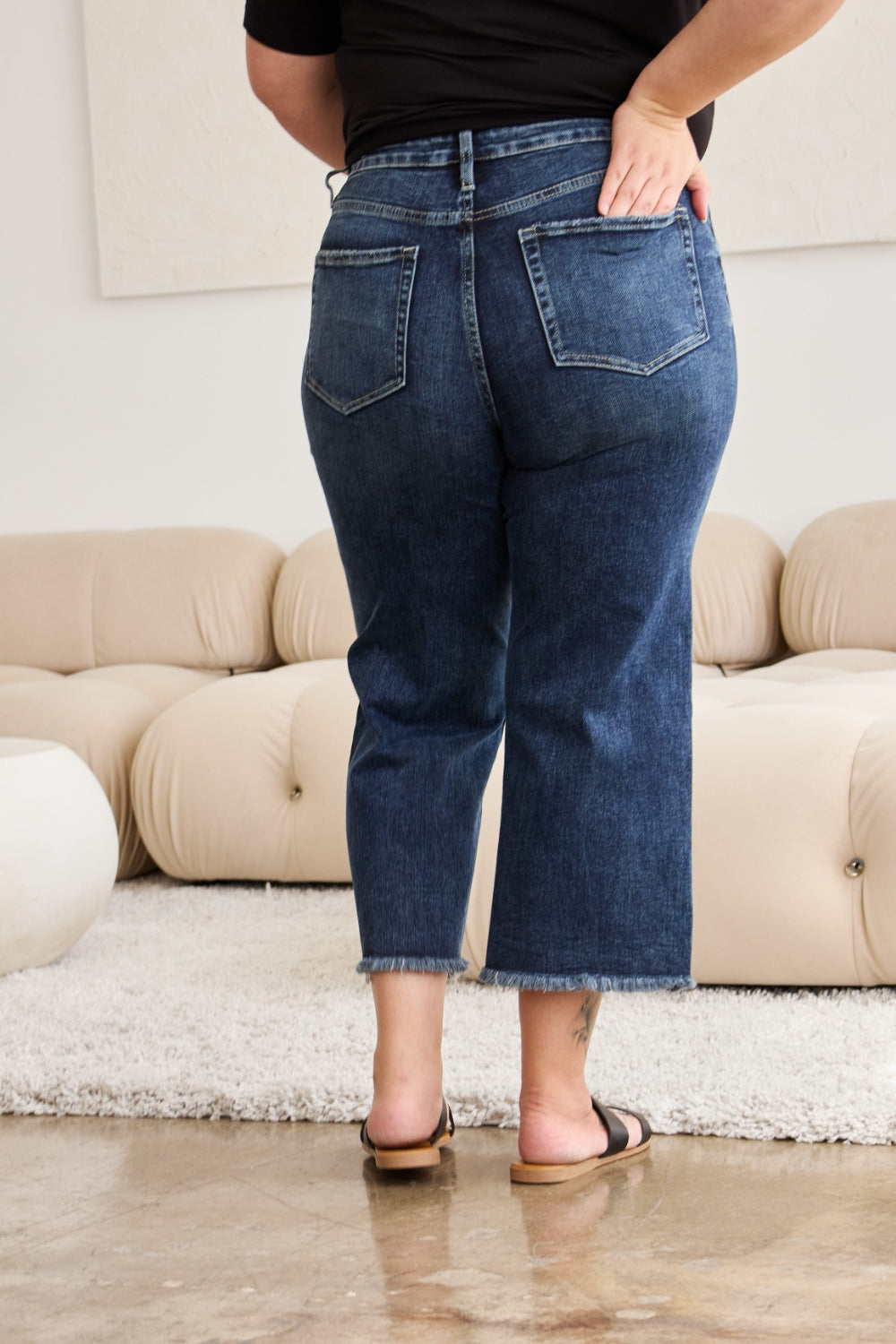 RFM Full Size Tummy Control High Waist Raw Hem Jeans 5005 | Gulf Resellers