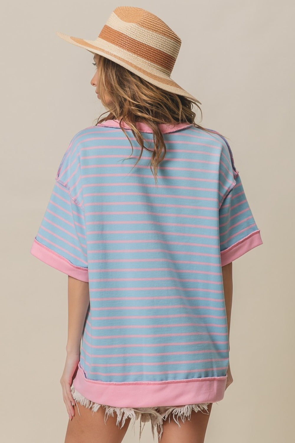 BiBi Exposed Seam Stripe Contrast T-Shirt 7776 | Gulf Resellers