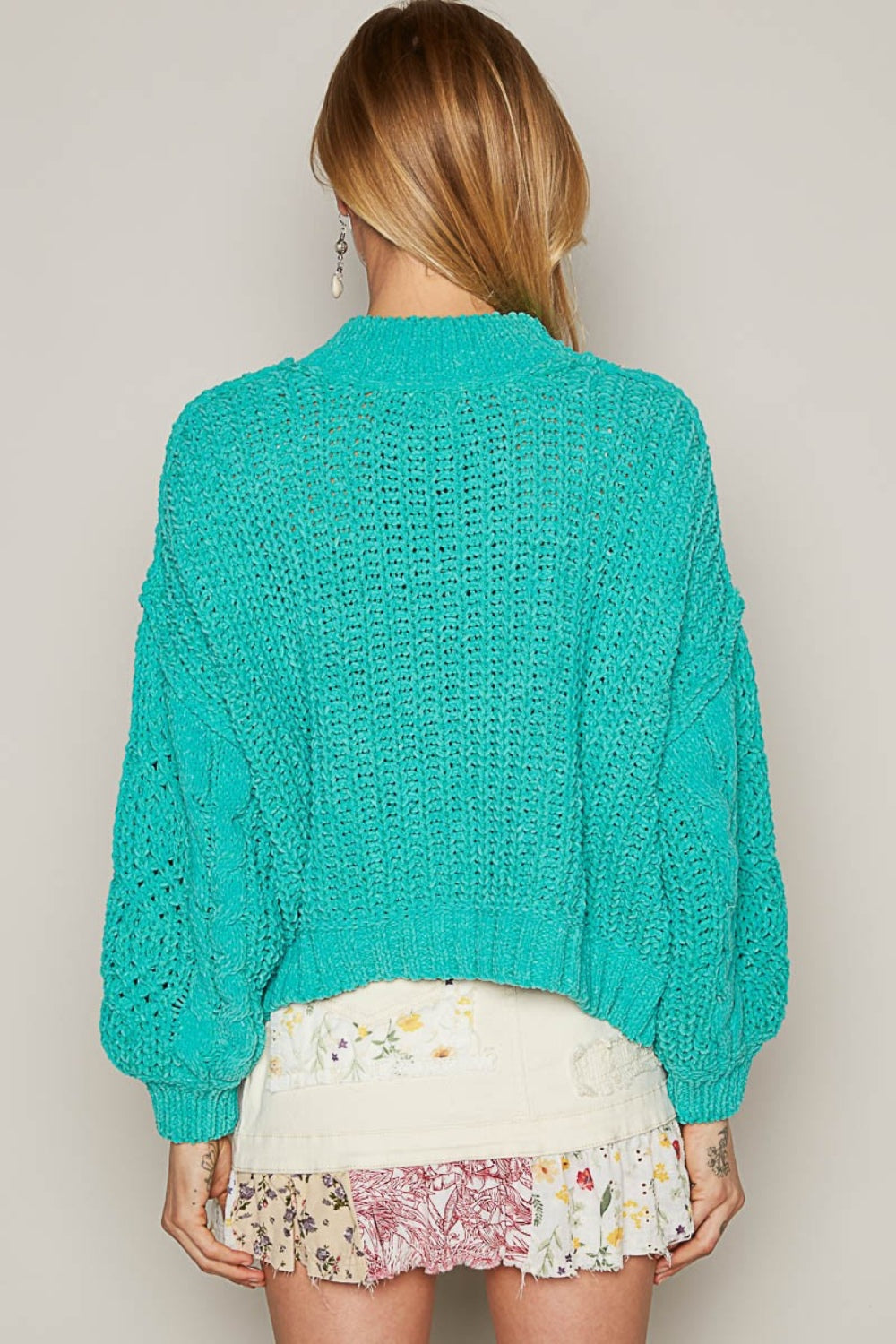 POL Mock Neck Cable Knit Sweater 9022 | Gulf Resellers