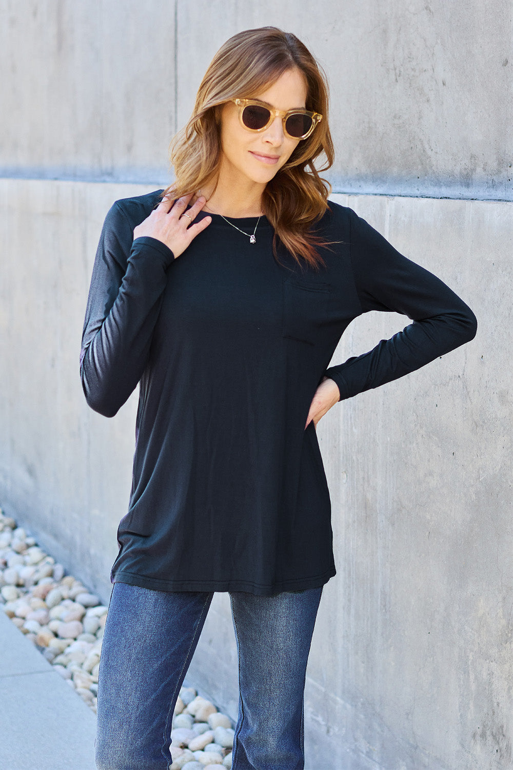 Basic Bae Full Size Round Neck Long Sleeve Top 8028 | Gulf Resellers