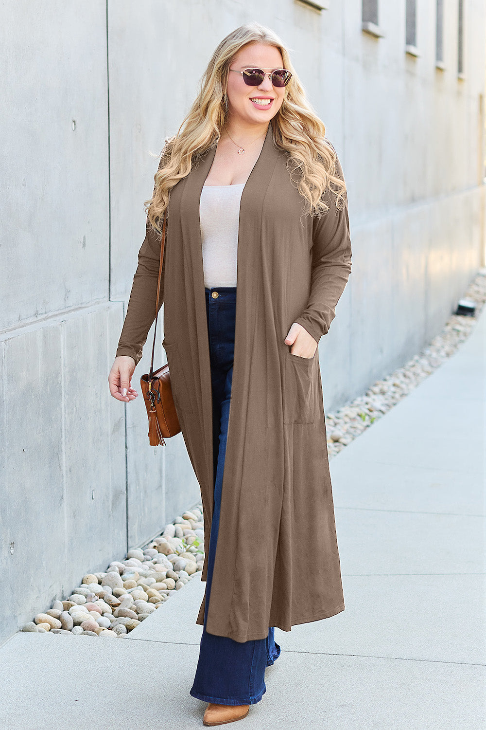 Basic Bae Full Size Open Front Long Sleeve Cover Up 12510 | Gulf Resellers