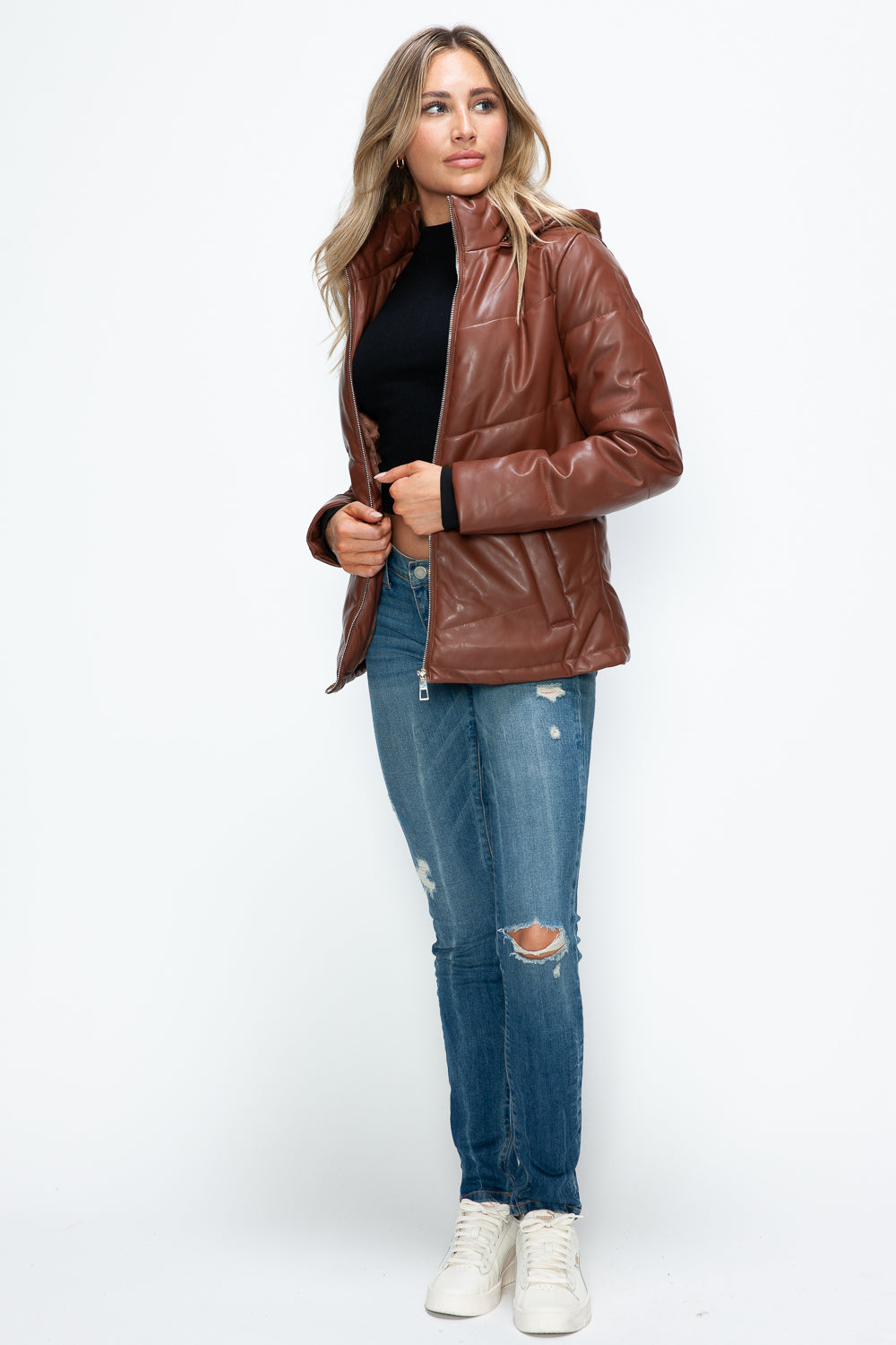 How Dare U Pocketed Zip Up Puffer Jacket with Removable Hood 16133 | Gulf Resellers