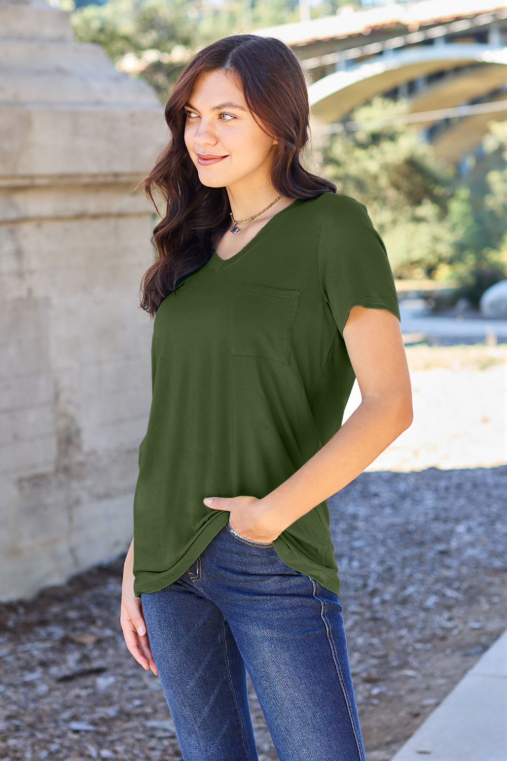 Basic Bae Full Size V-Neck Short Sleeve T-Shirt | Gulf Resellers