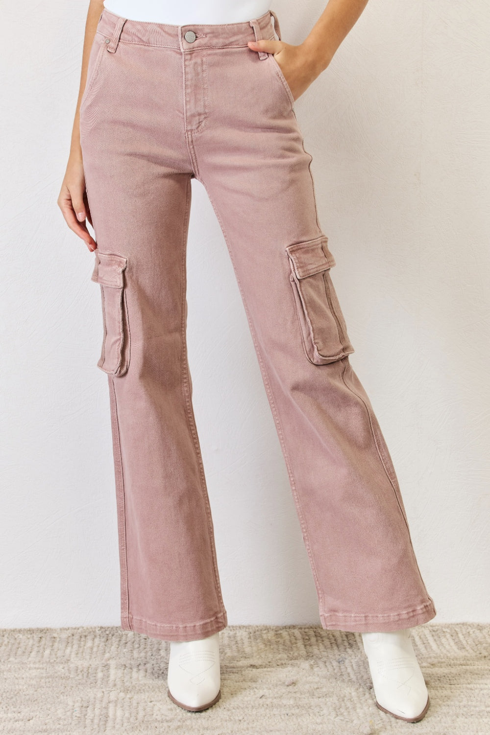 RISEN Full Size High Rise Cargo Wide Leg Jeans | Gulf Resellers