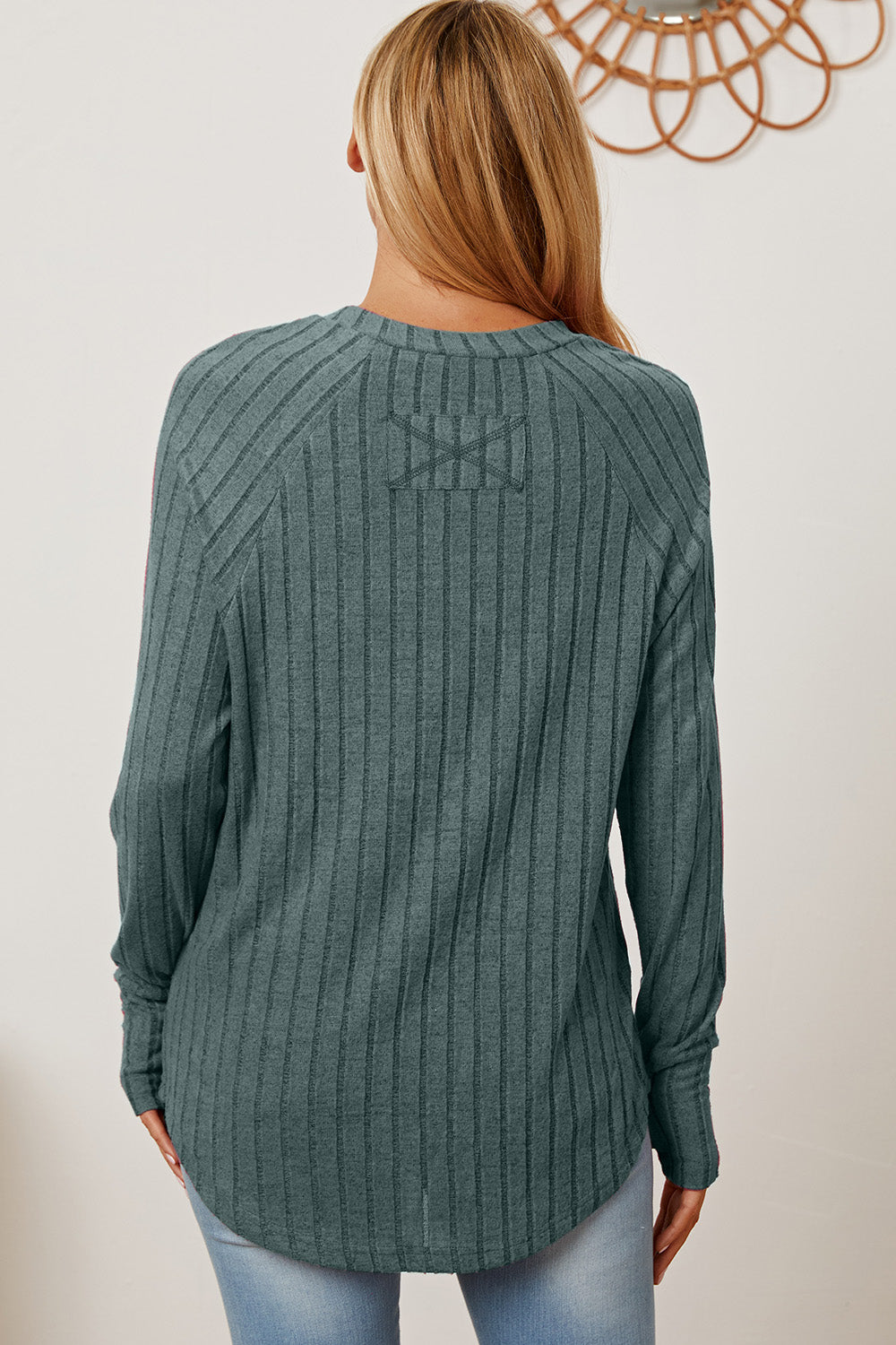 Basic Bae Full Size Ribbed Thumbhole Sleeve T-Shirt | Gulf Resellers