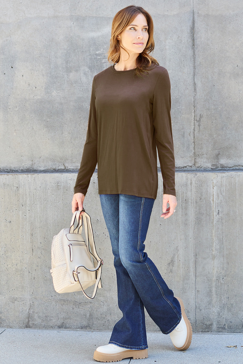 Basic Bae Full Size Round Neck Long Sleeve Top 7161 | Gulf Resellers