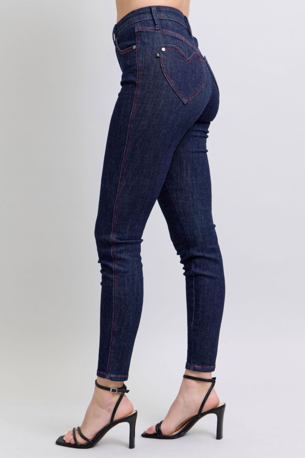 Judy Blue Full Size Heart Shaped Back Pockets Skinny Jeans 8618 | Gulf Resellers