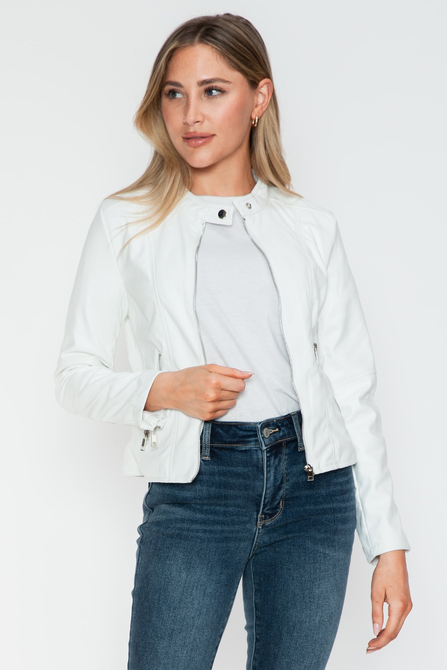 Snobbish PU Leather Zip Up Jacket with Pockets 15710 | Gulf Resellers