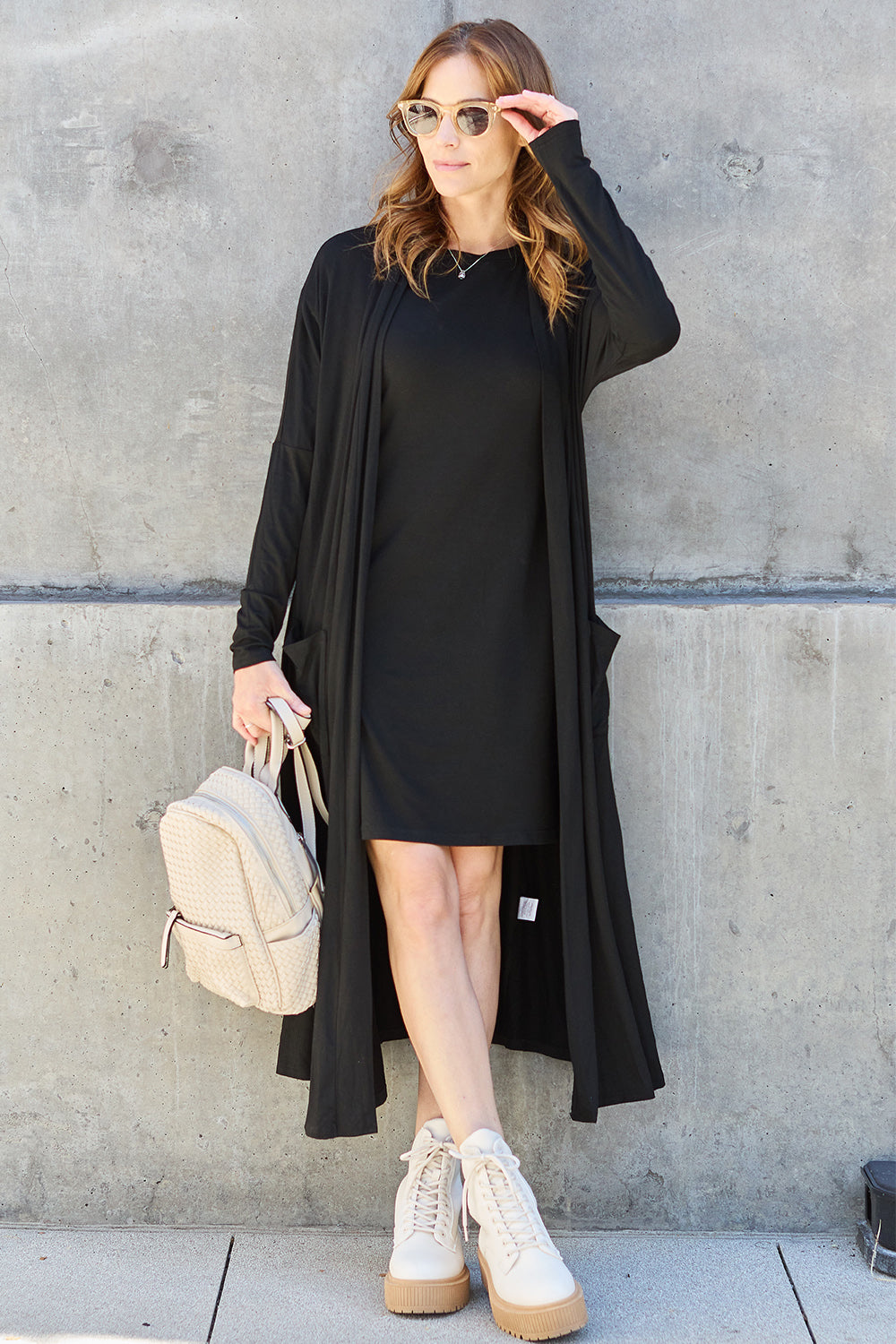 Basic Bae Full Size Open Front Long Sleeve Cover Up 12481 | Gulf Resellers