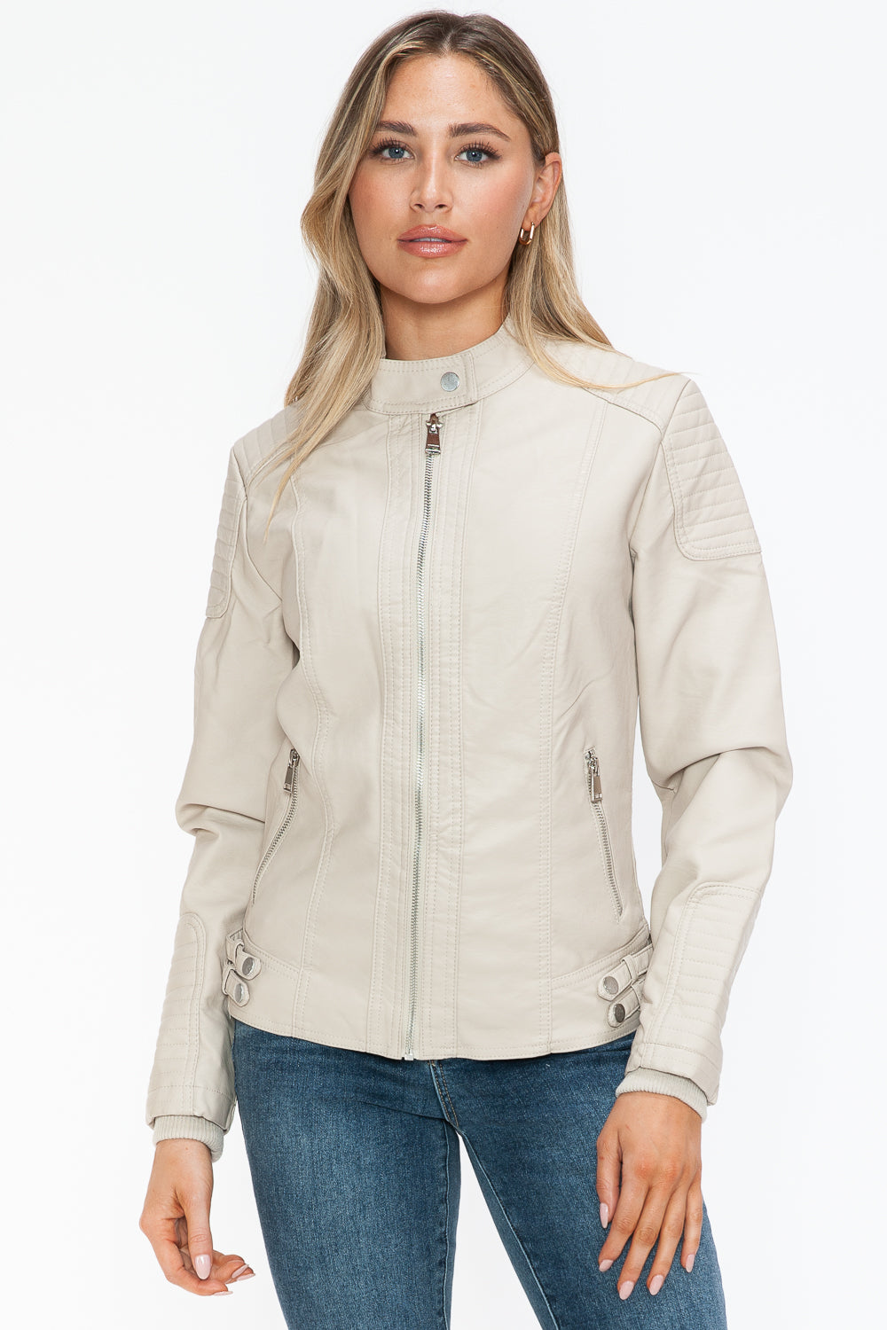 Snobbish Faux Leather Biker Jacket with Side Zip Pockets 15486 | Gulf Resellers