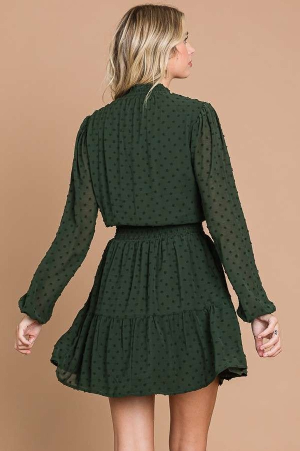 Culture Code Swiss Dot Smock Neck Mini Dress with Pockets 9434 | Gulf Resellers