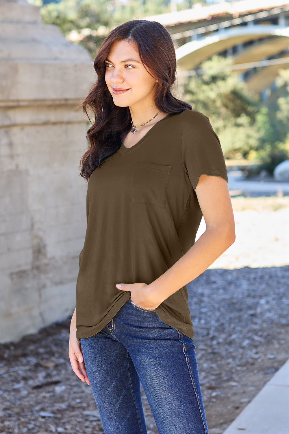 Basic Bae Full Size V-Neck Short Sleeve T-Shirt | Gulf Resellers
