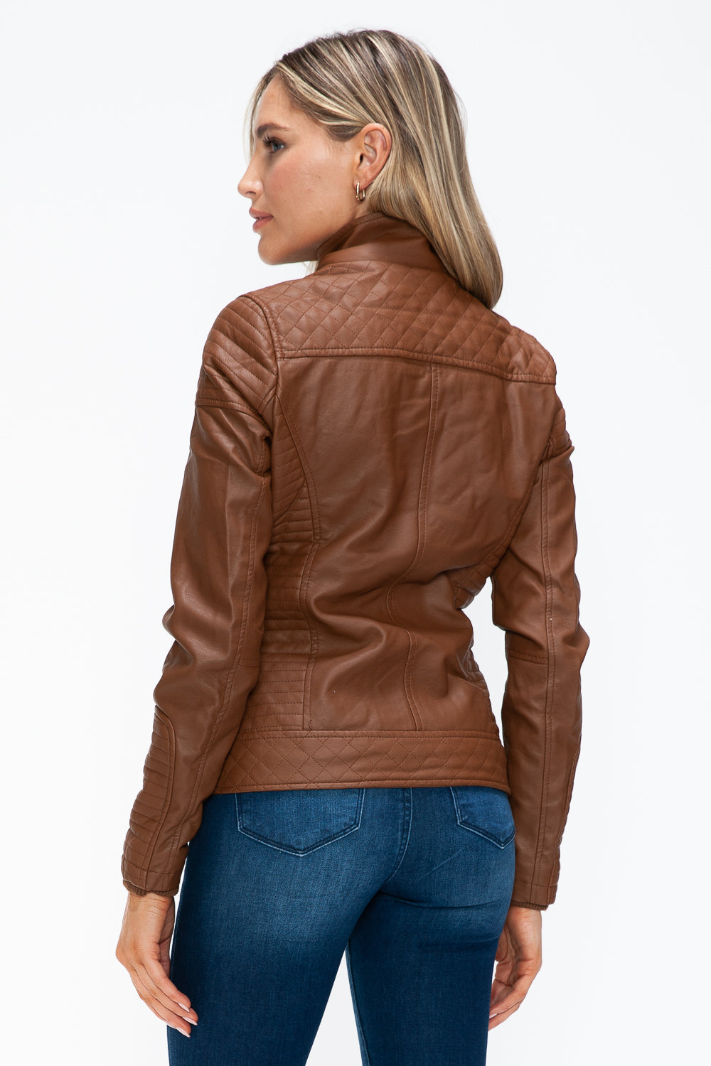 YMI Faux Layered Double-Zipper Jacket with Fuzzy Hood 15596 | Gulf Resellers