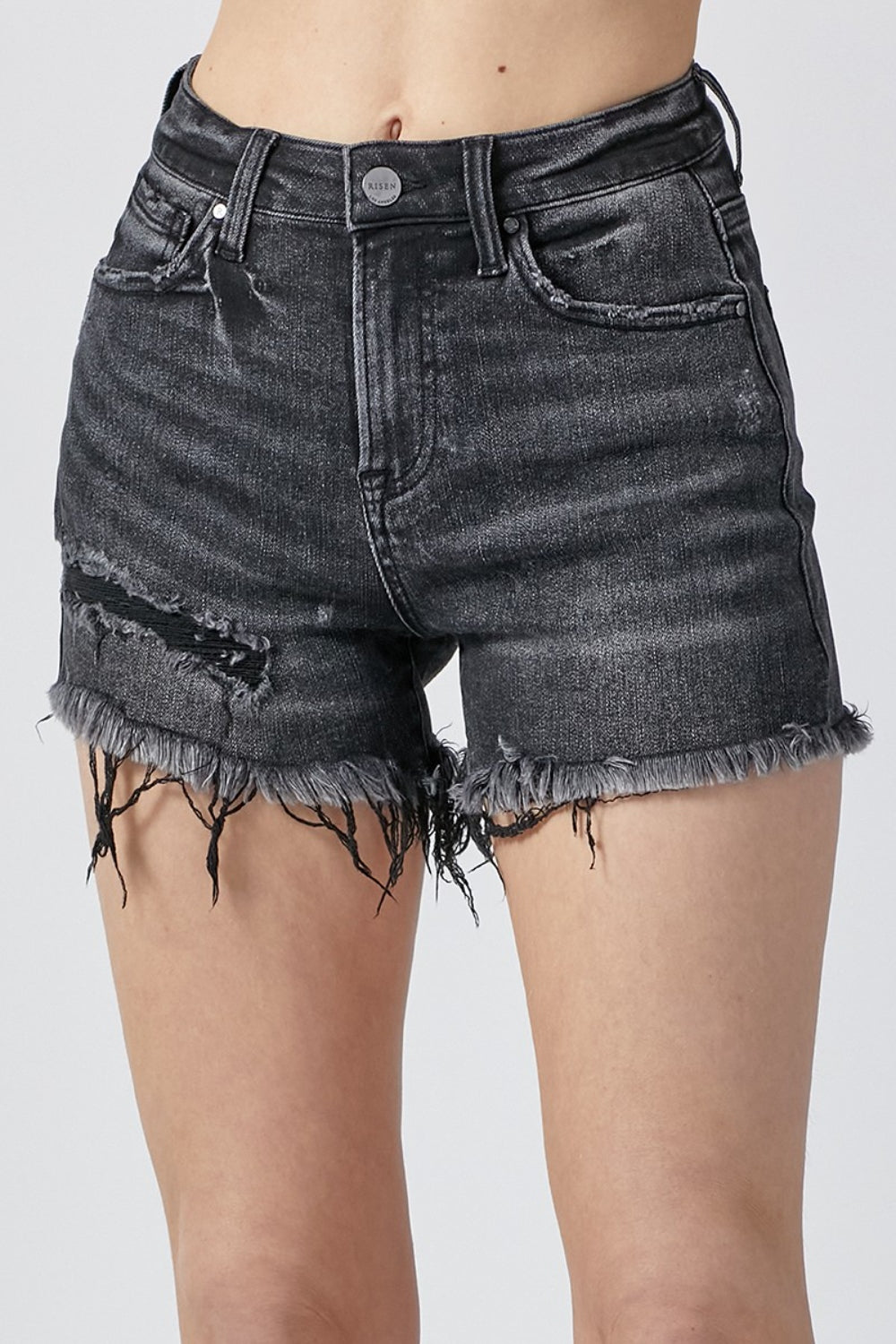 RISEN Raw Hem Denim Shorts with Pockets 14390 | Gulf Resellers