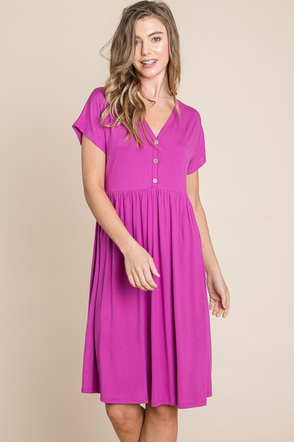 BOMBOM V-Neck Short Sleeve Dress 9577 | Gulf Resellers