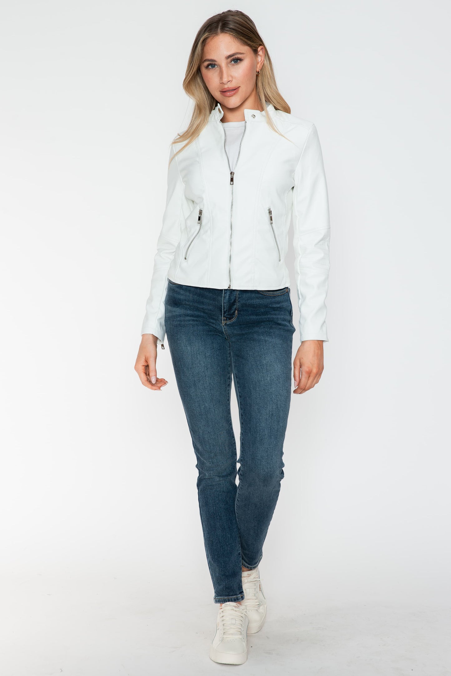Snobbish PU Leather Zip Up Jacket with Pockets 15719 | Gulf Resellers