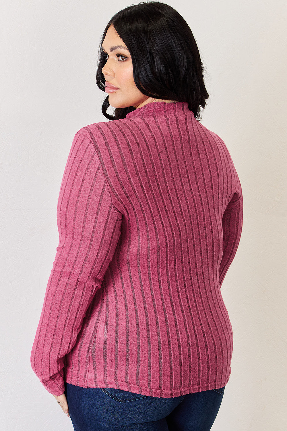 Basic Bae Full Size Ribbed Mock Neck Long Sleeve T-Shirt | Gulf Resellers