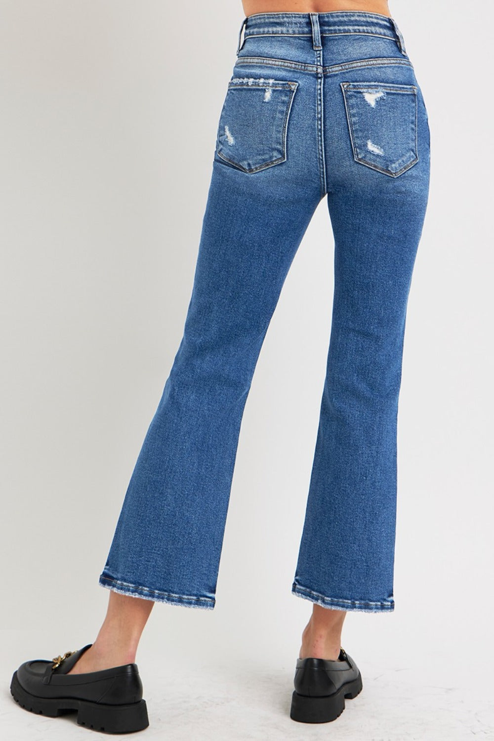 RISEN Full Size Tummy Control High Rise Crop Bootcut Jeans 10855 | Gulf Resellers