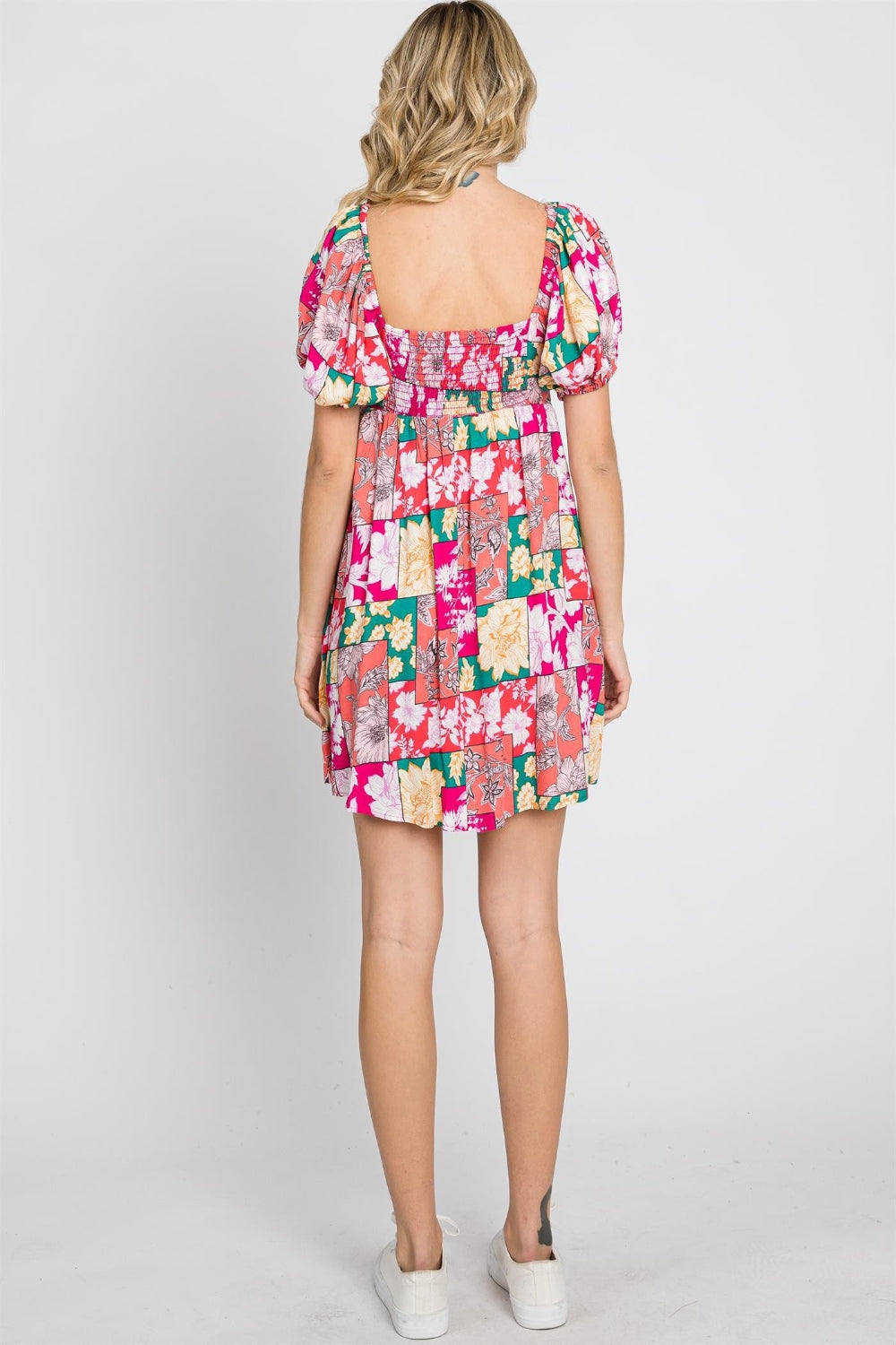GeeGee Floral Ruff Sleeve Mini Dress 5153 | Gulf Resellers