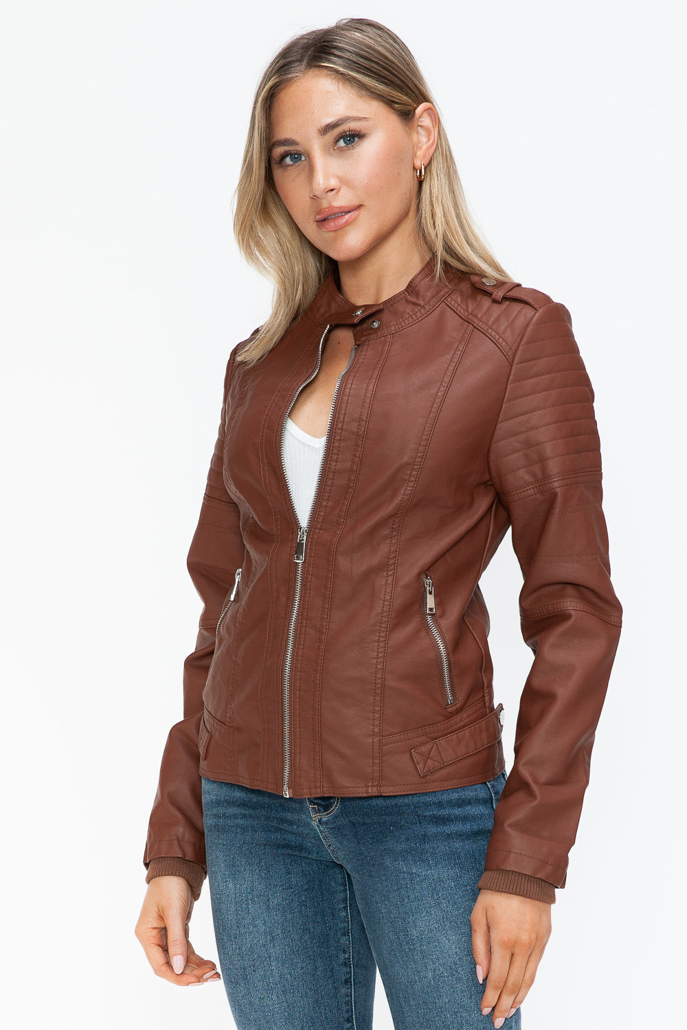 Snobbish PU Leather Biker Jacket with Side Zip Pockets 15207 | Gulf Resellers
