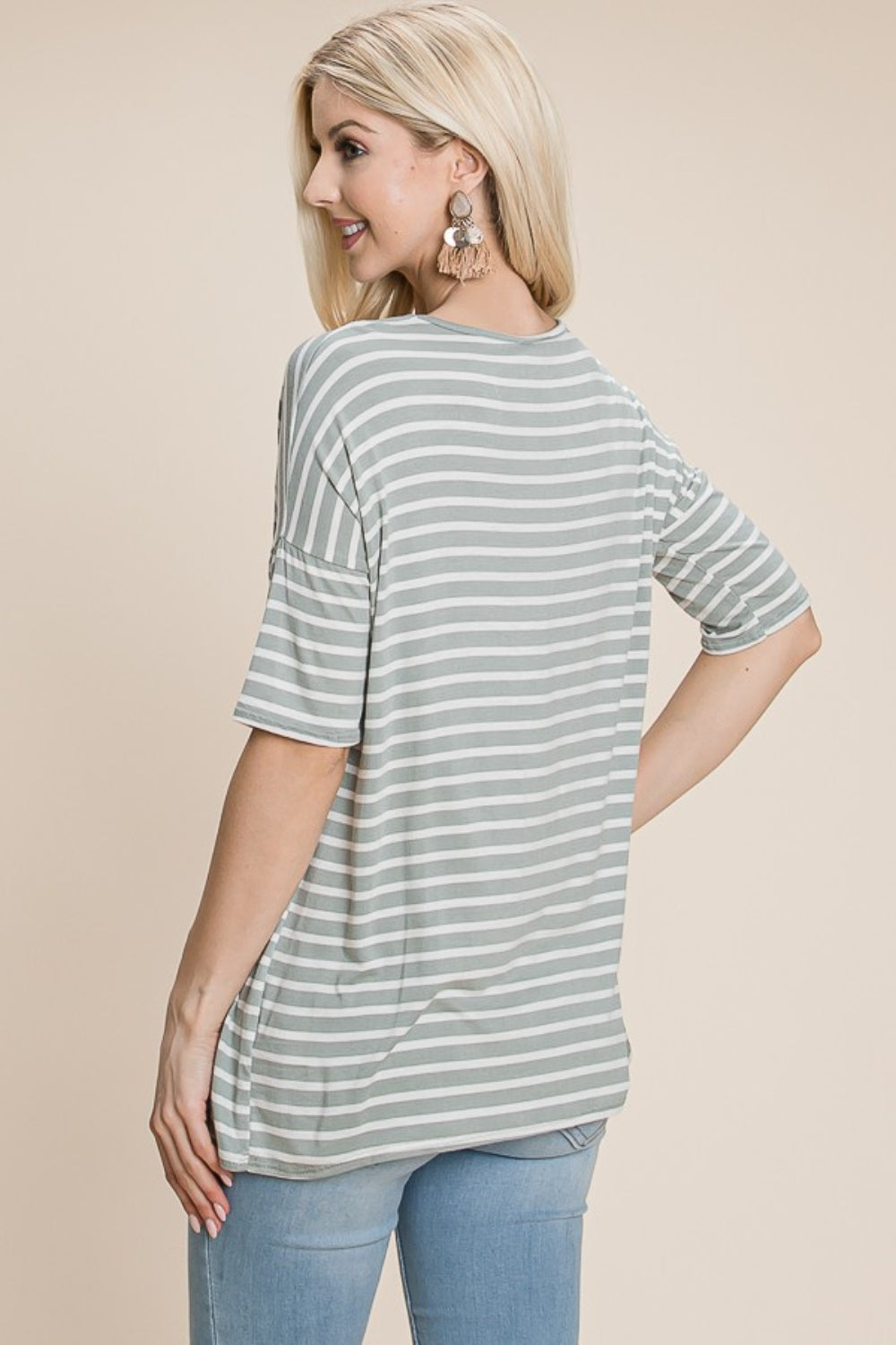BOMBOM Striped Round Neck T-Shirt 7744 | Gulf Resellers