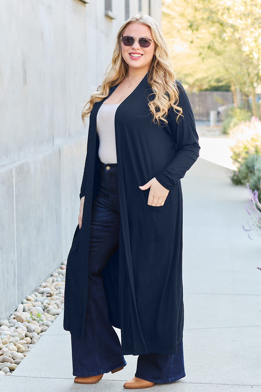 Basic Bae Full Size Open Front Long Sleeve Cover Up 12497 | Gulf Resellers