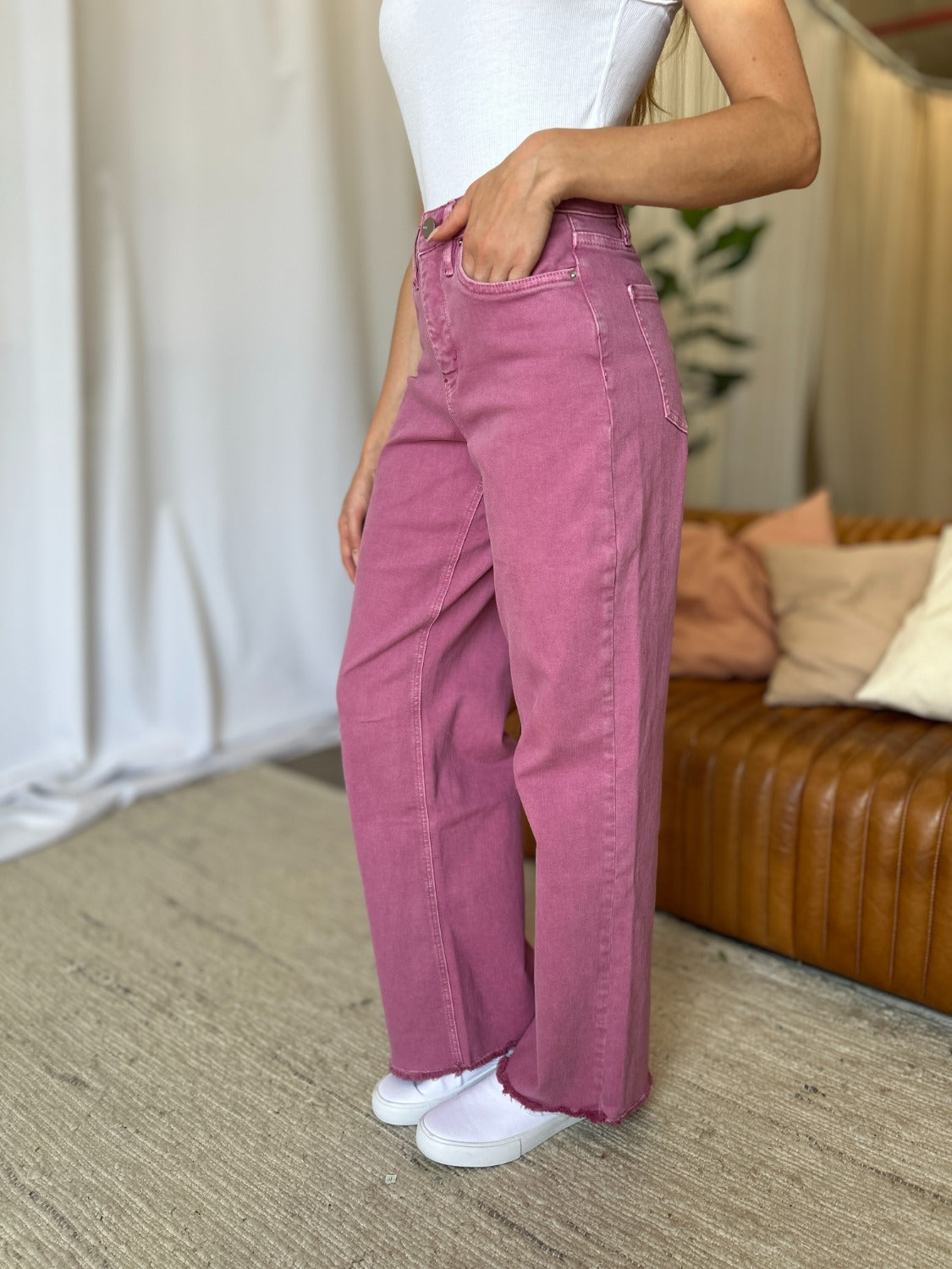 RFM Full Size High Rise Garment Dye Wide Leg Jeans 11150 | Gulf Resellers