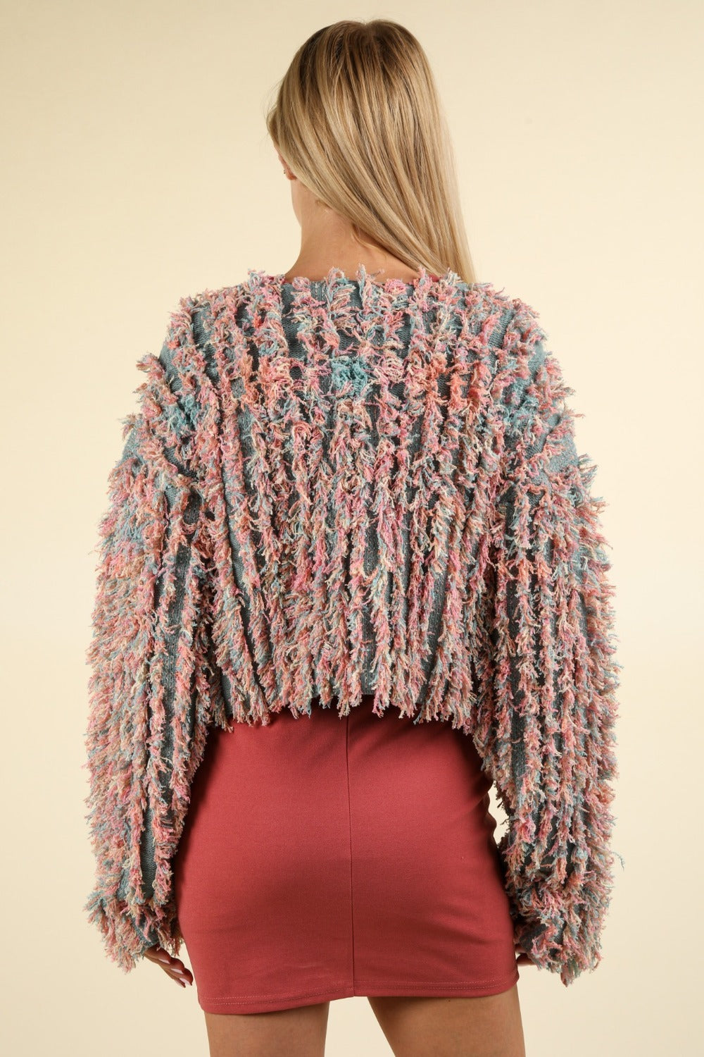 VERY J Shaggy Yarn Knit Zip Up Jacket 13602 | Gulf Resellers
